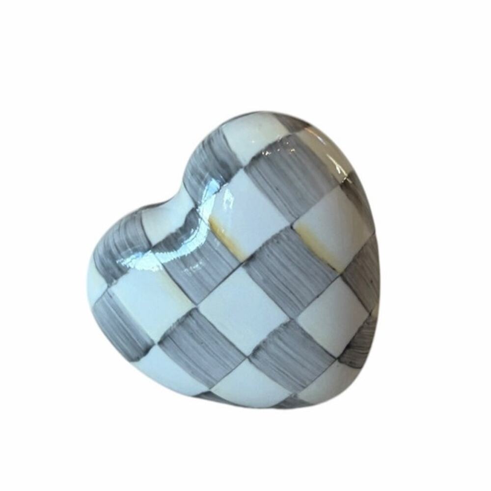 NEW Mackenzie Childs Sterling Check Heart Knob